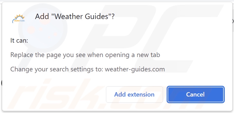 Weather Guides browser hijacker asking for permissions