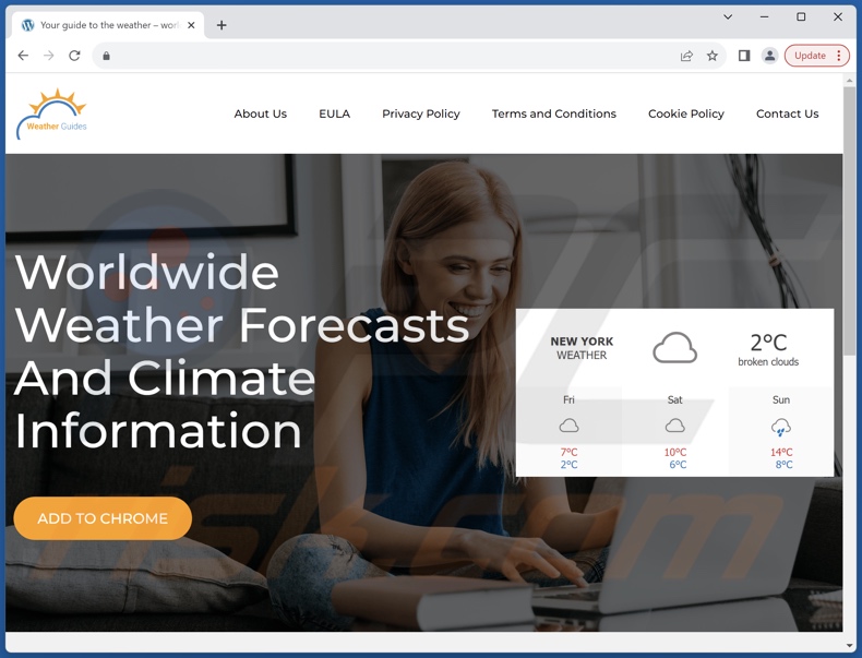 Website used to promote Weather Guides browser hijacker