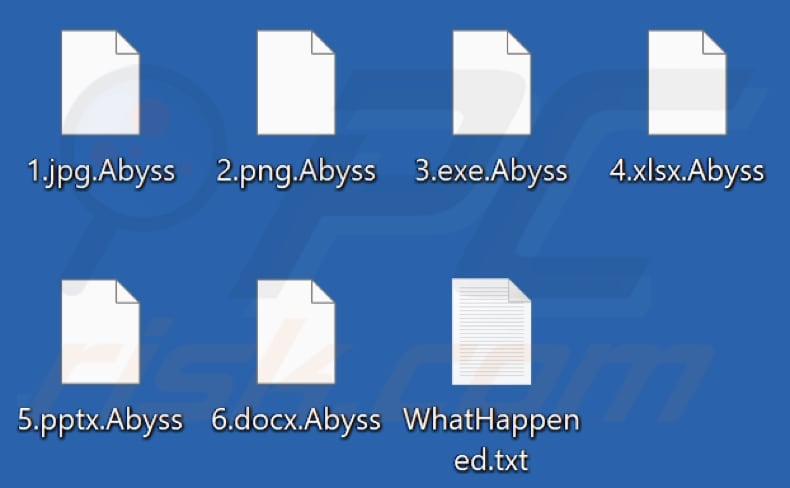 Files encrypted by Abyss ransomware (.Abyss extension)