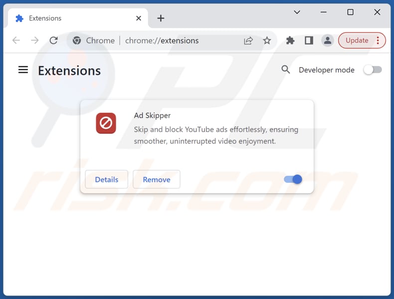 Removing Ad Skipper adware from Google Chrome step 2