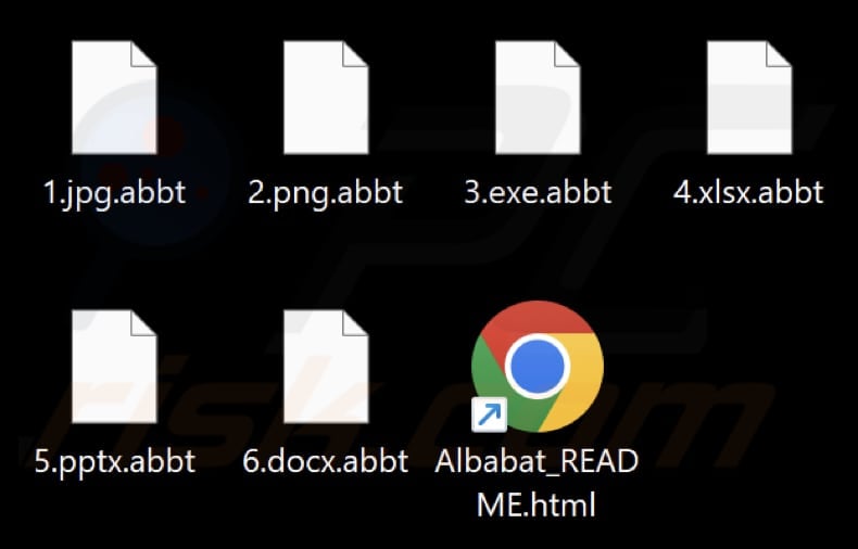 Files encrypted by Albabat ransomware (.abbt extension)