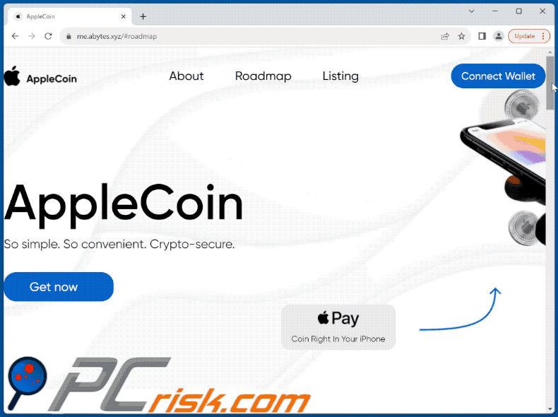 Appearance of AppleCoin scam (GIF)