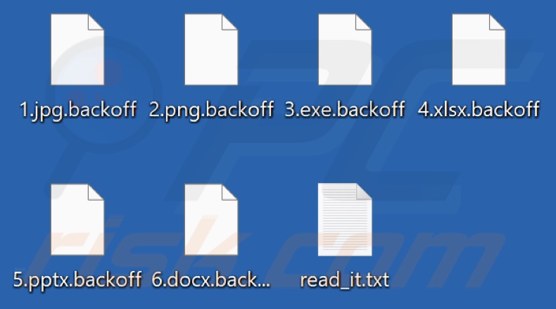 Files encrypted by Backoff ransomware (.backoff extension)