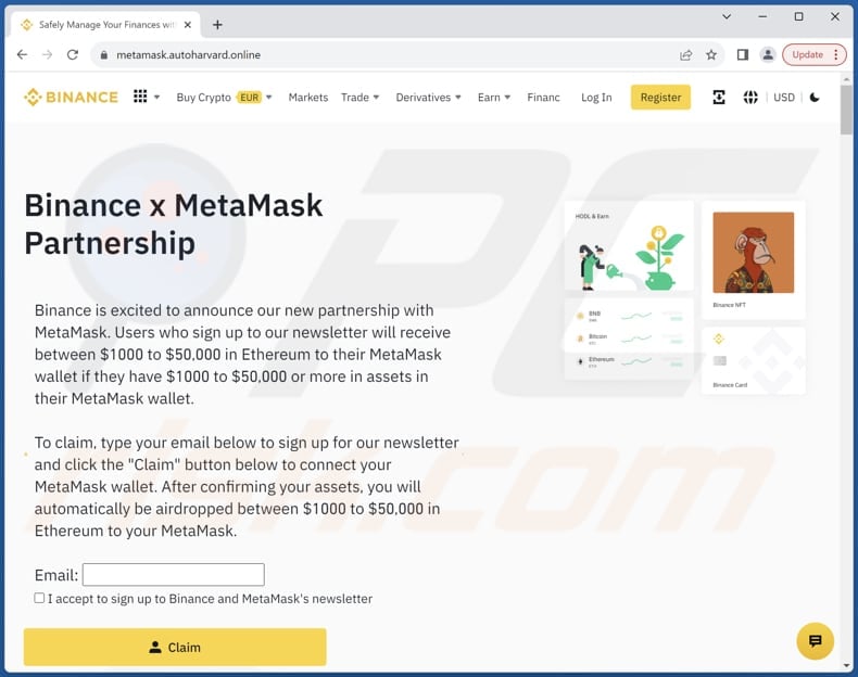 Binance x MetaMask Partnership scam