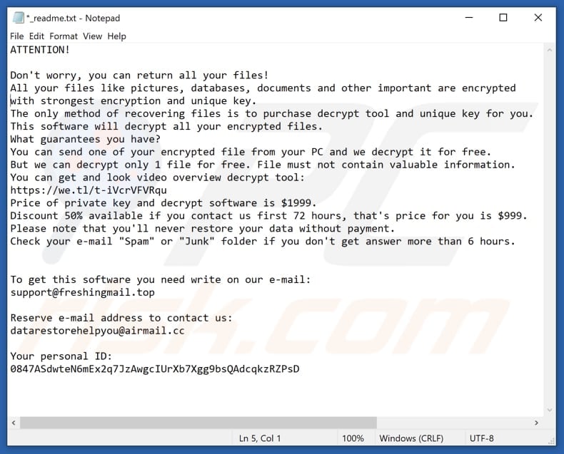 Cdxx ransomware text file (_readme.txt)
