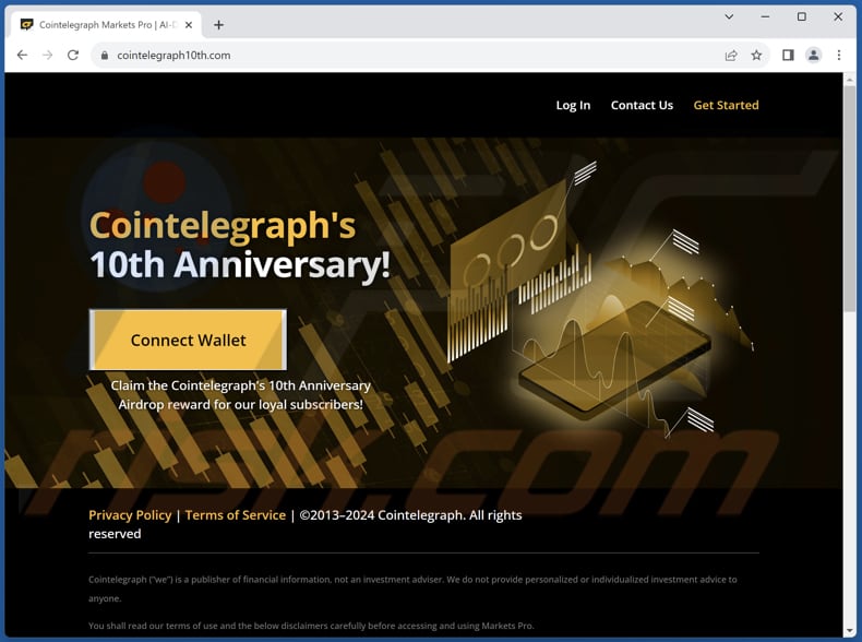 Cointelegraph's 10th Anniversary Airdrop scam