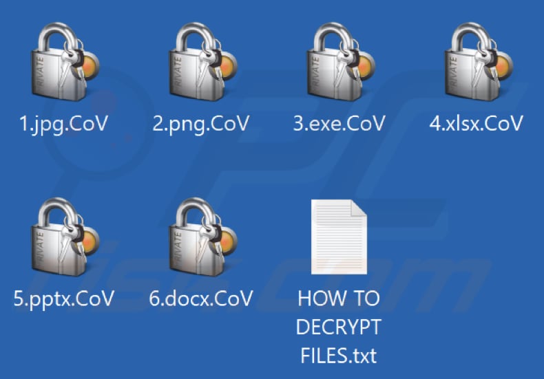 Files encrypted by CoV ransomware (.CoV extension)