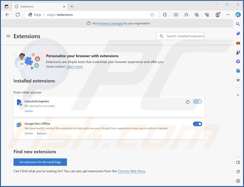 CumulusCongestus malicious extension on edge browser