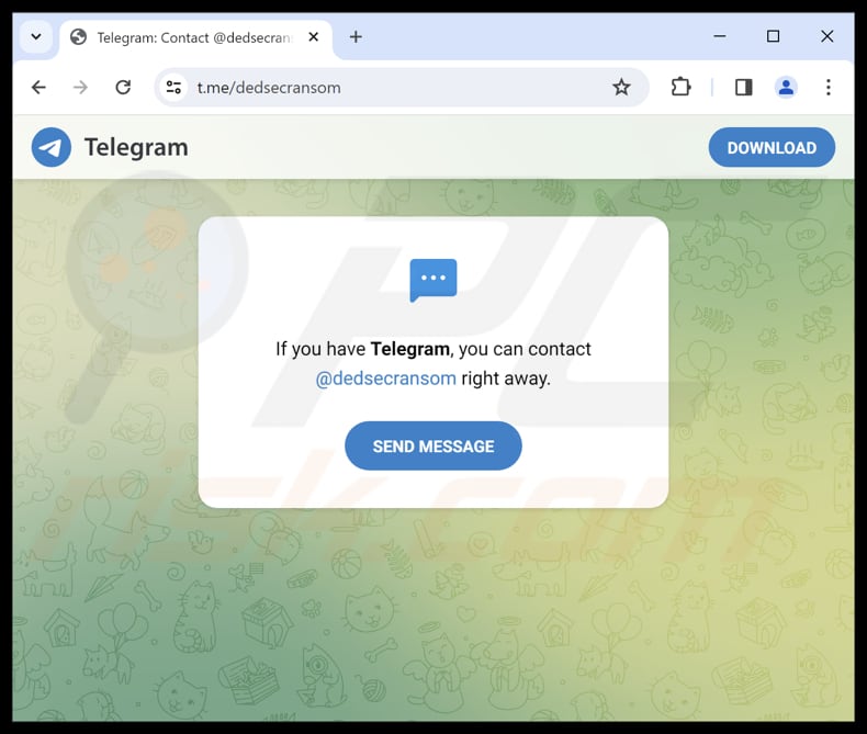 Dedsec ransomware contact through Telegram