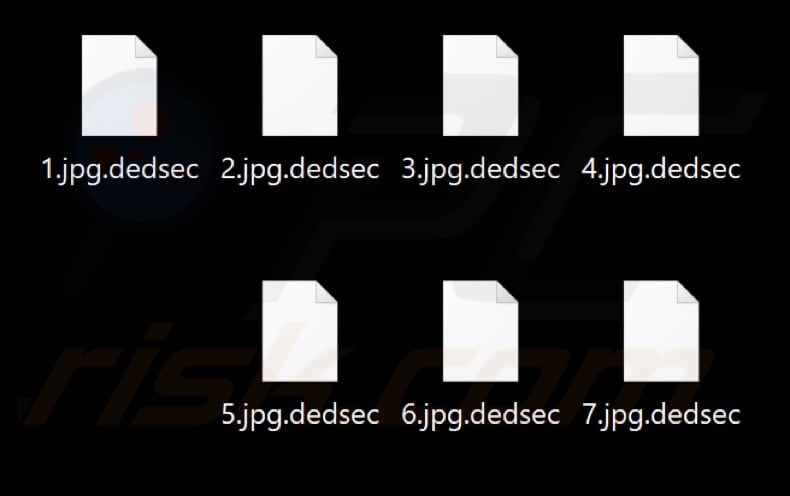 Files encrypted by Dedsec ransomware (.dedsec extension)