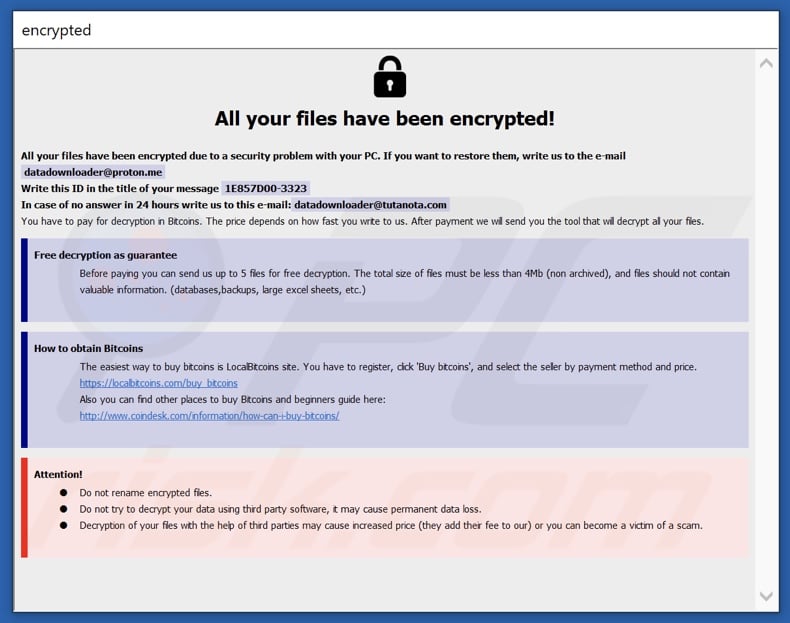 Ebaka ransomware pop-up (info.hta)