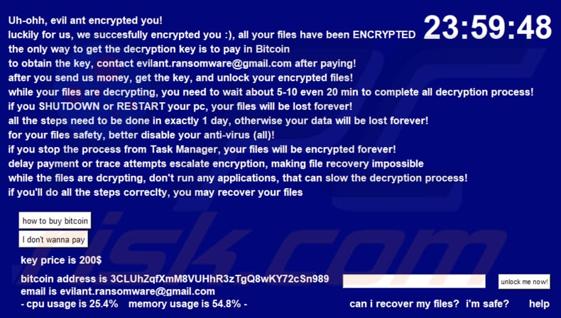 Evil Ant ransomware ransom note