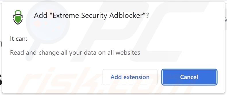Extreme Security Adblocker adware asking for permissions