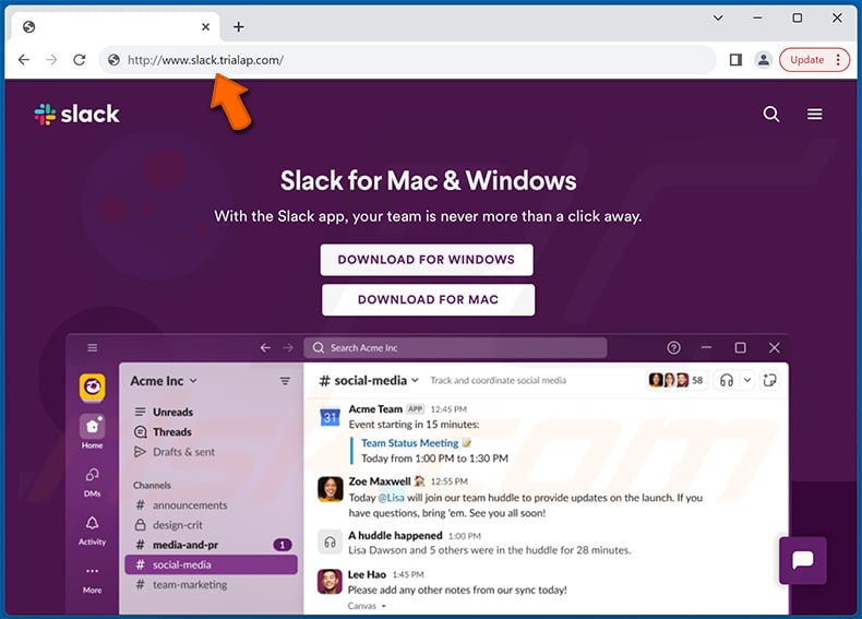 Fake Slack download site FakeBat malware and Atomic Stealer