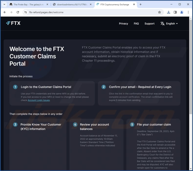 FTX Customer Claims scam