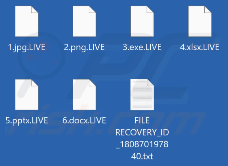 Files encrypted by LIVE TEAM ransomware (.LIVE extension)