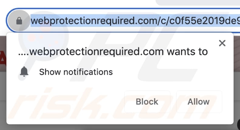 MacOS Is Infected - Virus Found Notification Scam website asking for permission to send notifications on Chrome