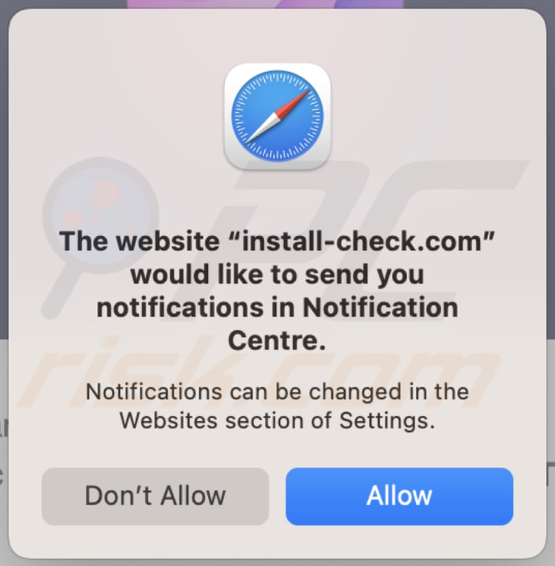 MacOS Is Infected - Virus Found Notification Scam website asking for permission to send notifications on Safari 2