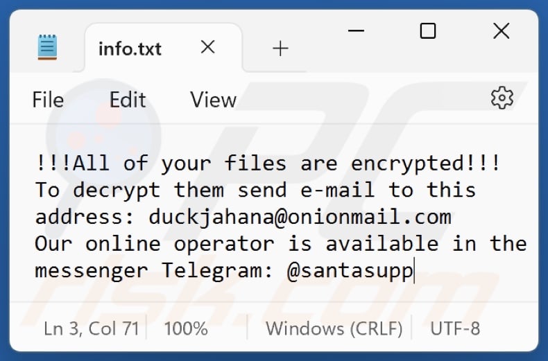 Mango ransomware text file (info.txt)