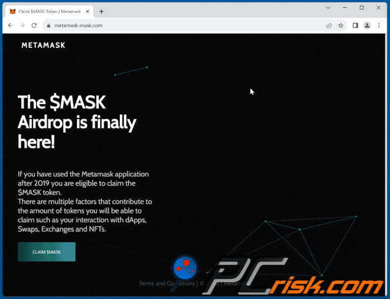 Appearance of MASK Token Airdrop scam
