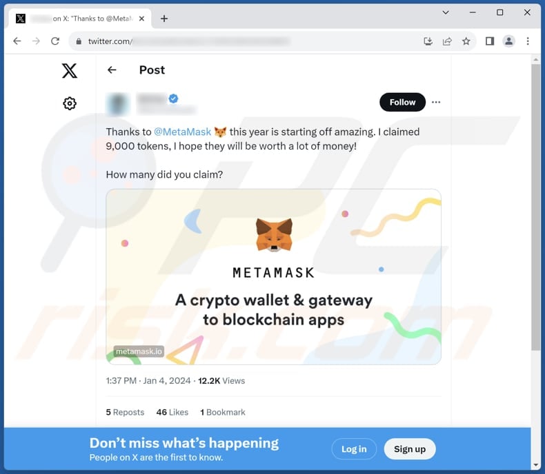 Mask token airdrop scam post promoting another variant