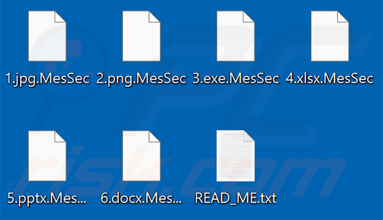 Files encrypted by Mesmerised ransomware (.MesSec extension)