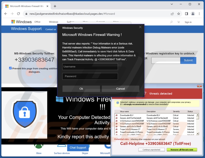 Microsoft Windows Firewall Warning scam