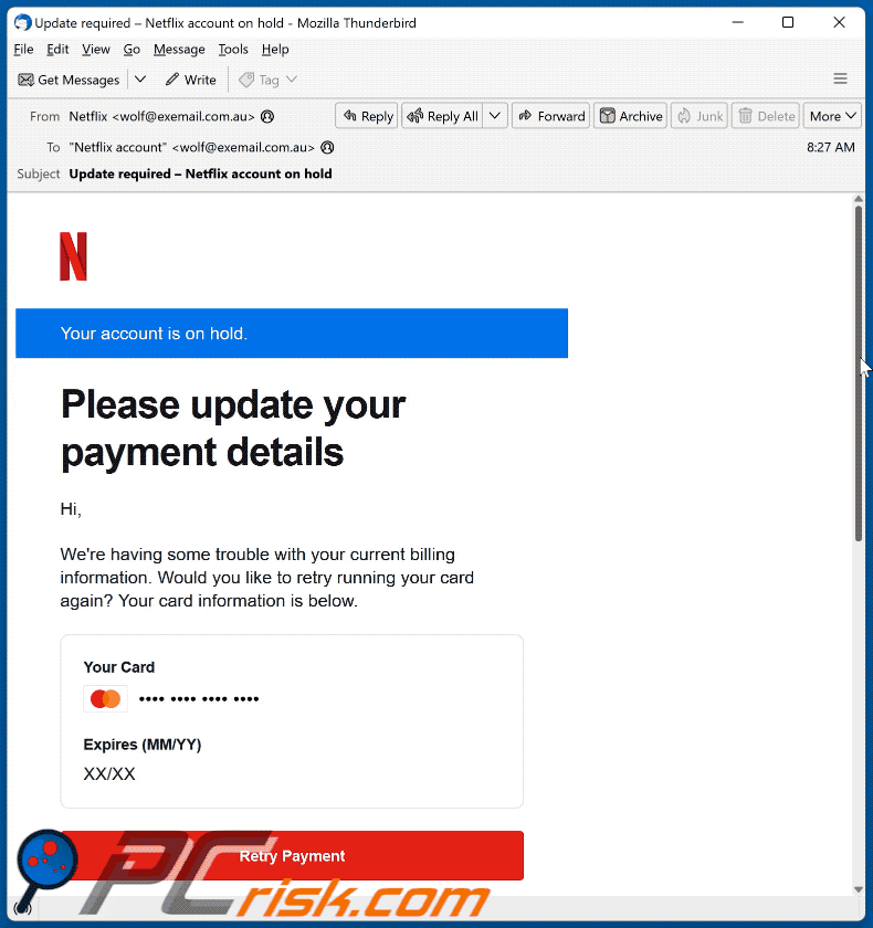 Netflix - Update Your Payment Details scam email (GIF)