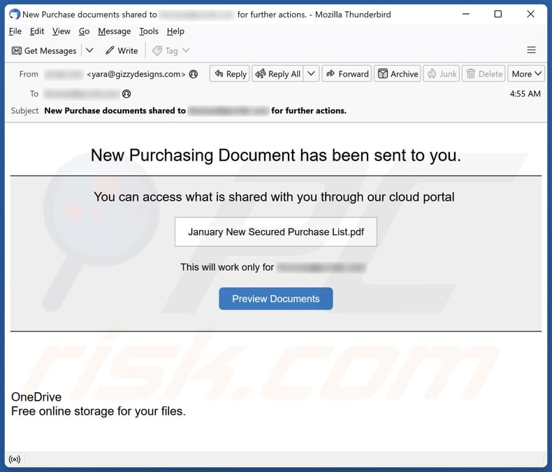 New Purchasing Document email spam campaign