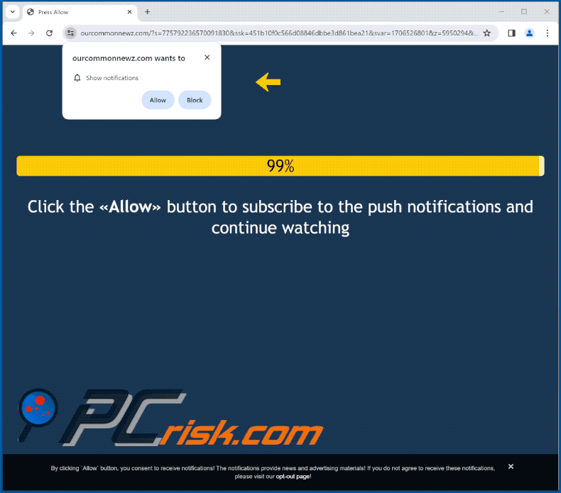 ourcommonnewz[.]com website appearance (GIF)
