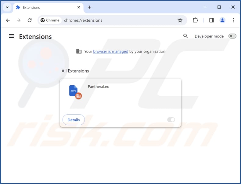 Removing PantheraLeo malicious extension from Google Chrome step 2