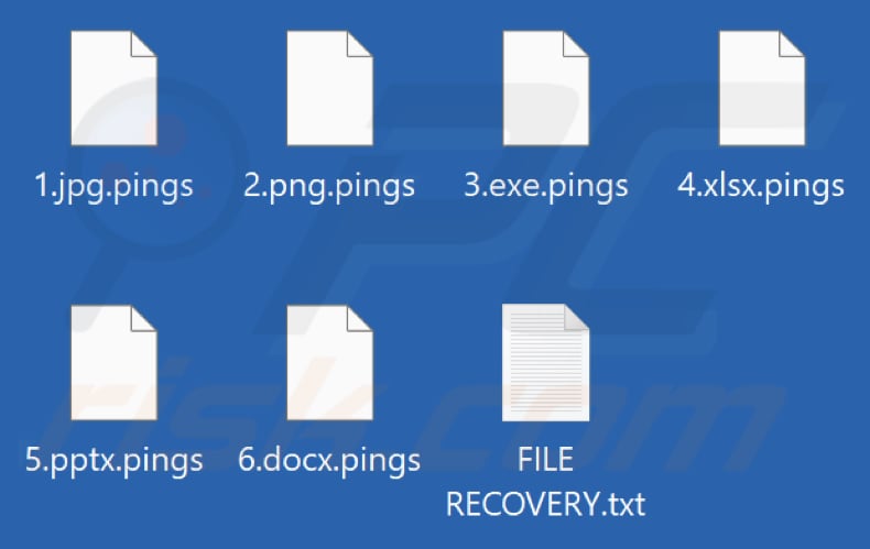 Files encrypted by Pings ransomware (.pings extension)