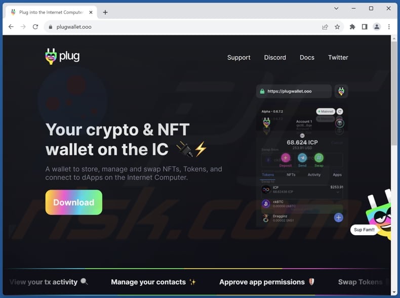 Plug wallet scam legitimate page (plugwallet.ooo)