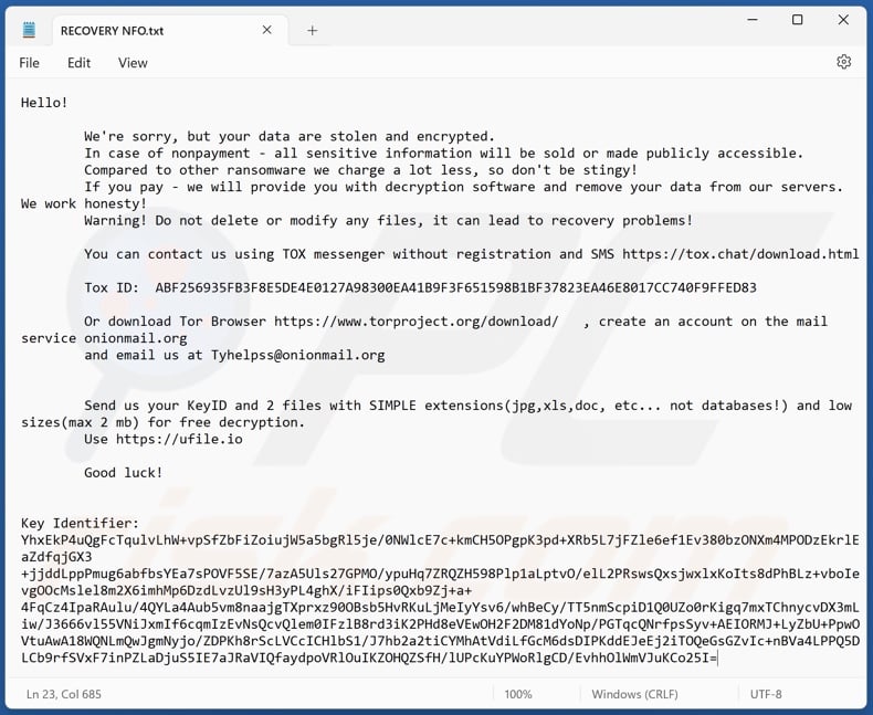 Press ransomware ransom note (RECOVERY NFO.txt)