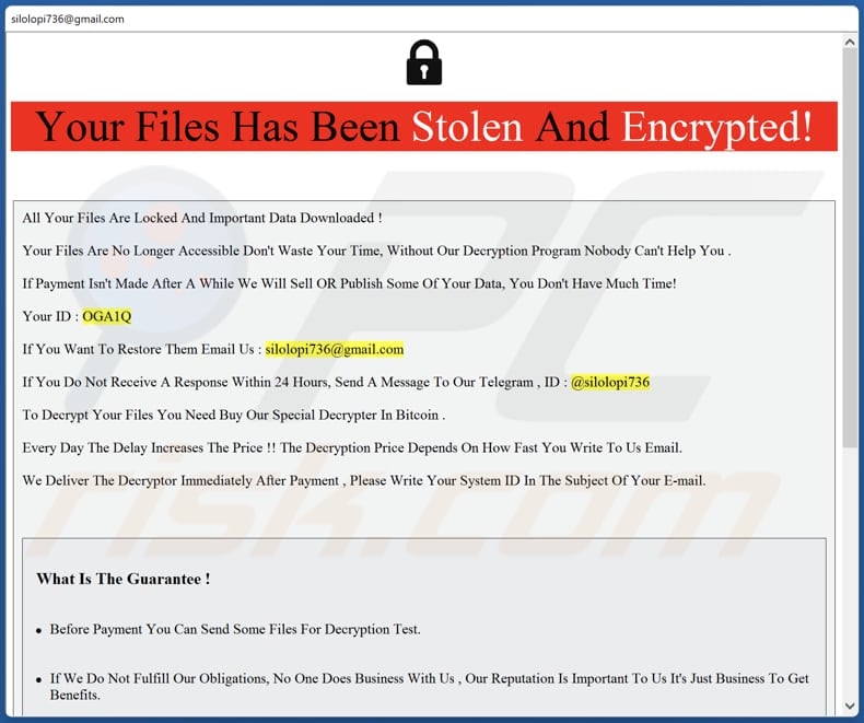 RCRU64 ransomware pop-up window (ReadMe.hta)