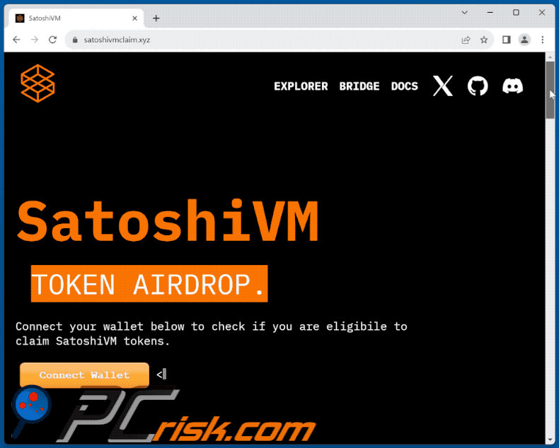 Appearance of SatoshiVM Token Airdrop scam (GIF)