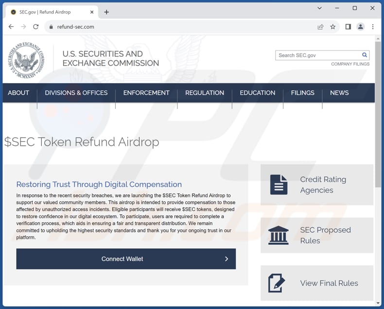 SEC Token Refund Airdrop scam