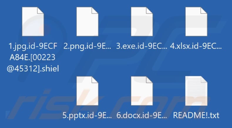 Files encrypted by Shiel ransomware (.shiel extension)