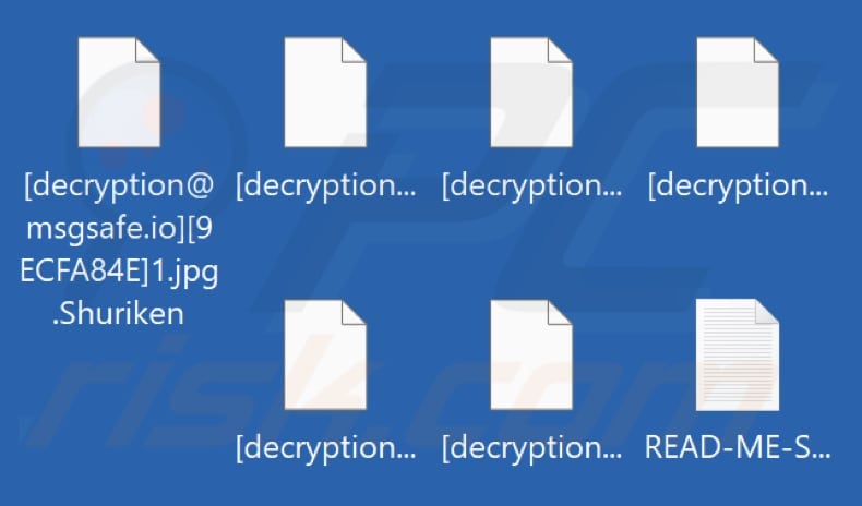 Files encrypted by Shuriken ransomware (.Shuriken extension)