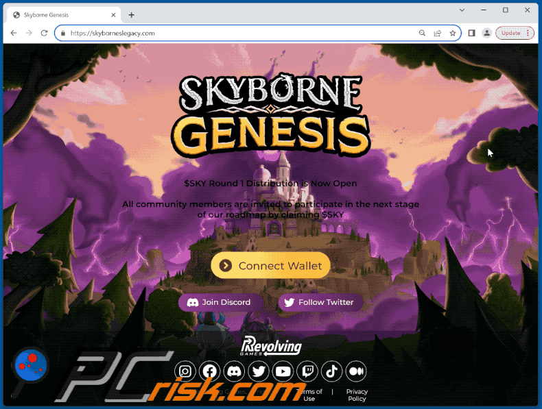 Appearance of Skyborne Genesis $SKY Distribution scam (GIF)