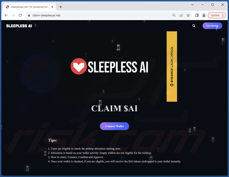 SLEEPLESS AI Airdrop scam