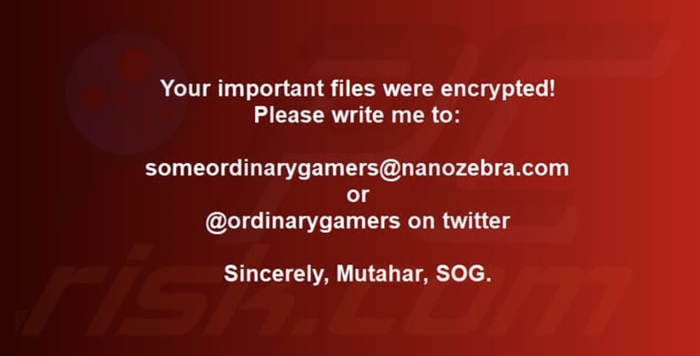 SomeOrdinaryGamers Mutahar ransomware wallpaper
