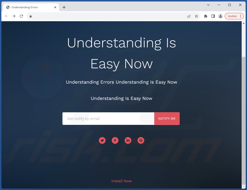 Website promoting Understanding Errors adware