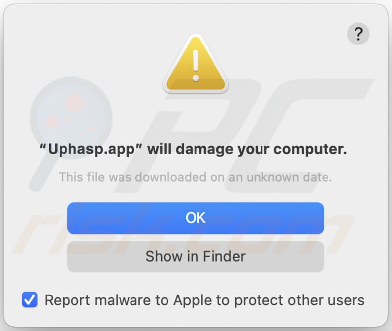 uphasp.app adware warning before installation