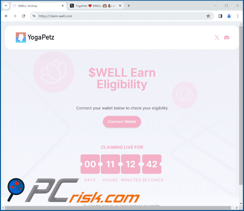 Appearance of WELL Earn Eligibility scam (GIF)
