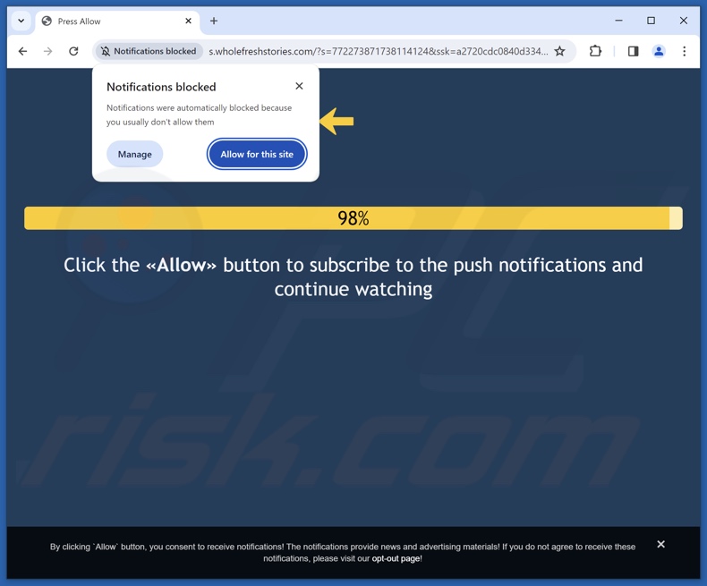 wholefreshstories[.]com pop-up redirects