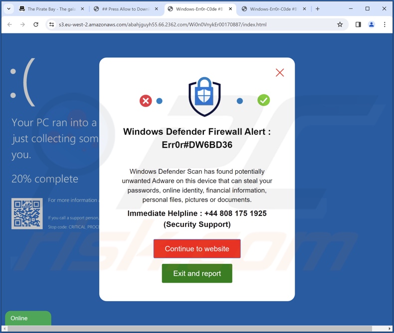 Windows Defender Firewall Alert scam