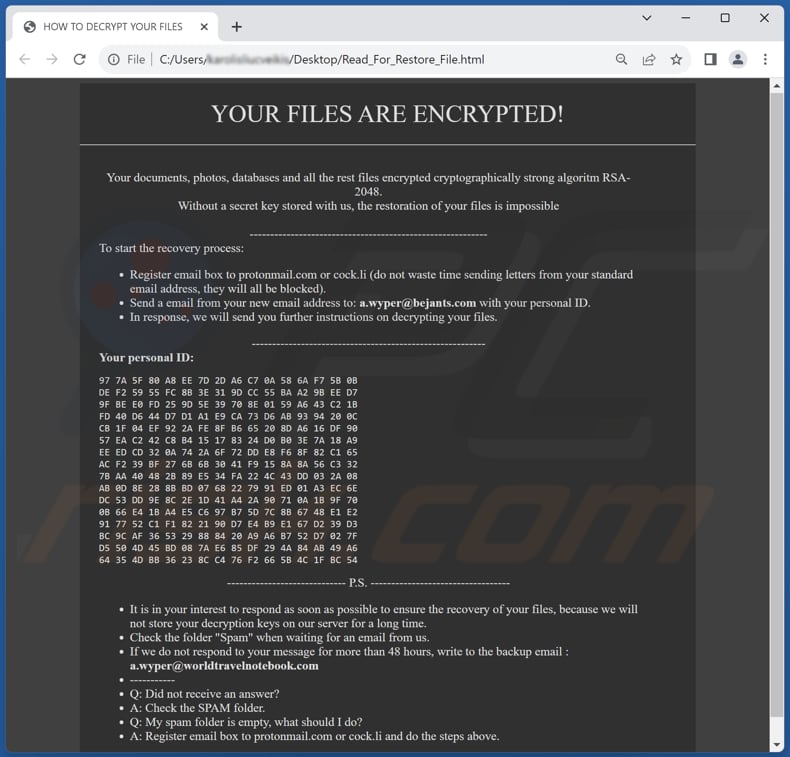 Xrp ransomware decryption instructions (Read_For_Restore_File.html)
