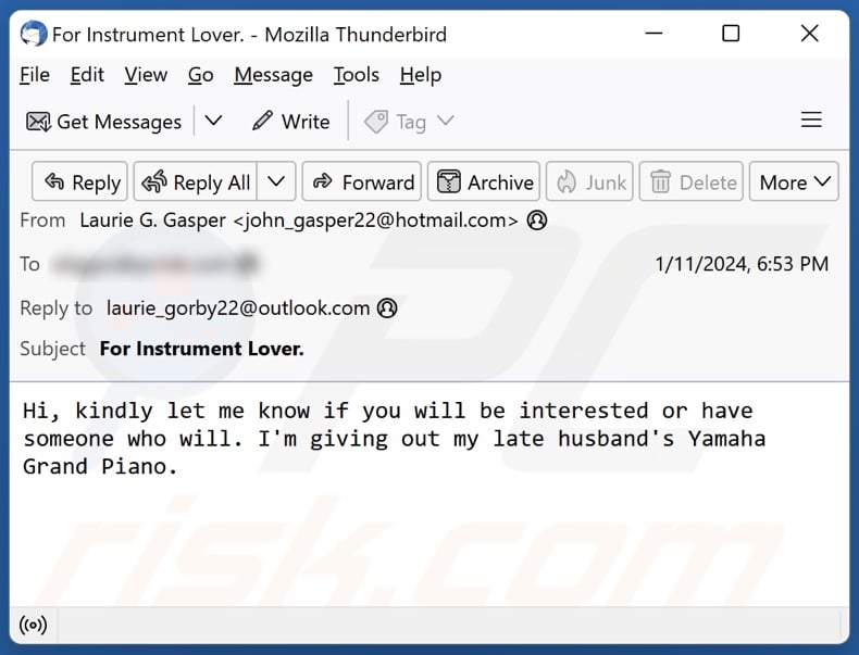 Yamaha Baby Grand Piano scam email alternate variant (3)