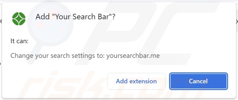 Your Search Bar browser hijacker asking for permissions